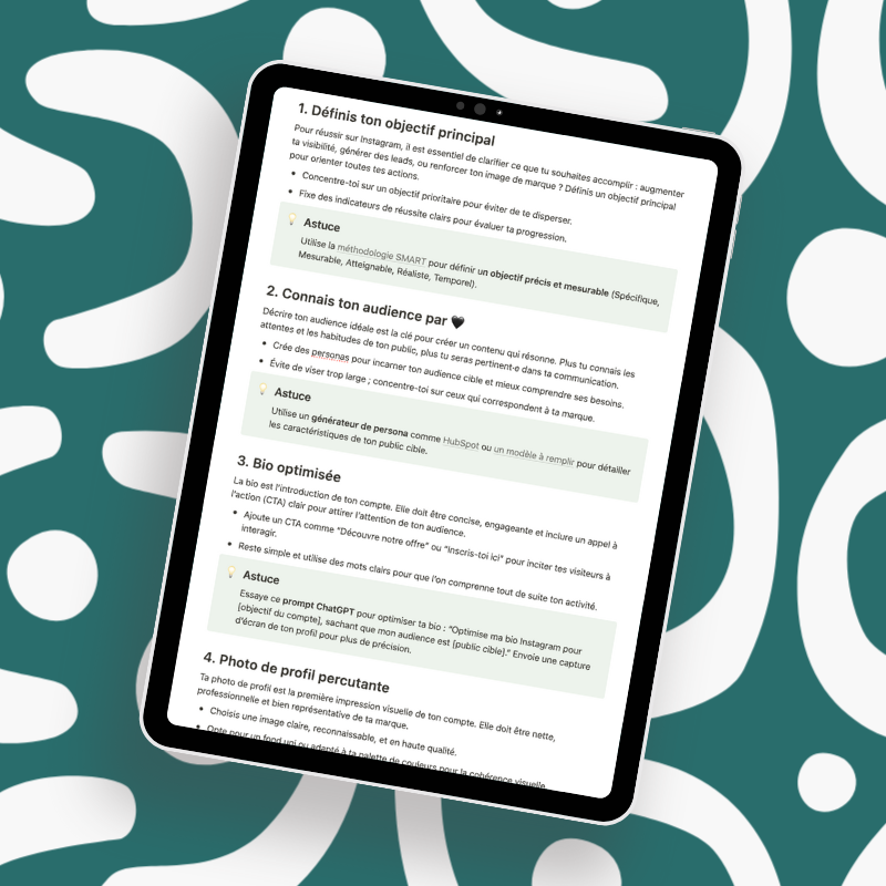 Checklist en 10 étapes pour optimiser ton compte Instagram