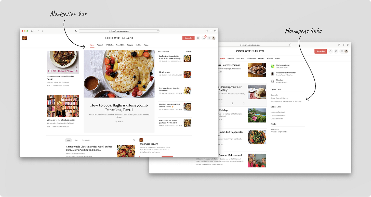 interface substack navigation et conseils